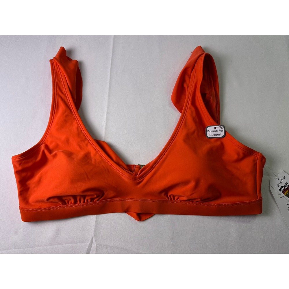 Time and Tru Orange‎ Ruffle Strap Bikini Top Boning Support XL (16-18) NWT